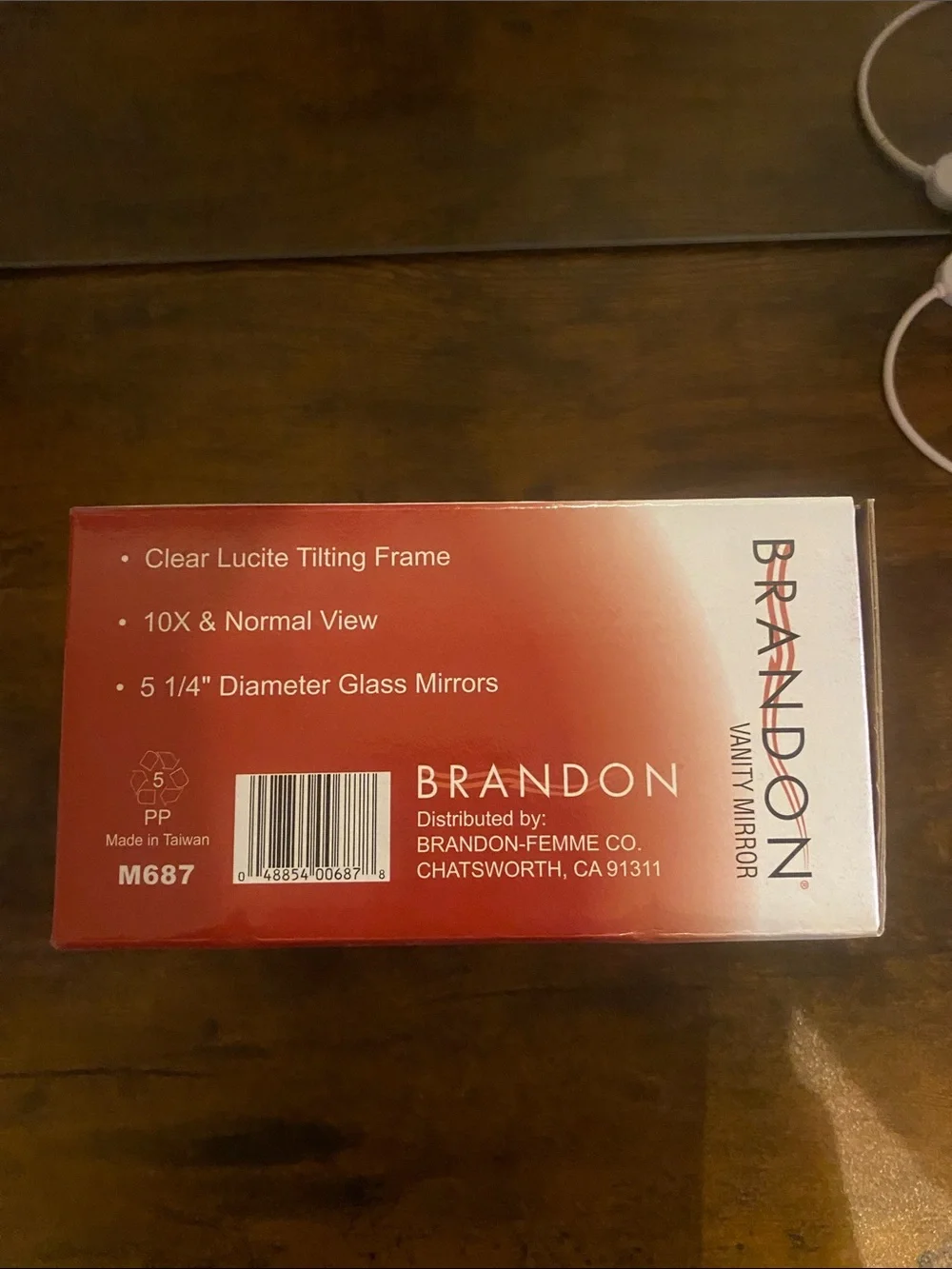 Brand New Brandon Clear Lucite Vanity Mirror with 10X Magnification
